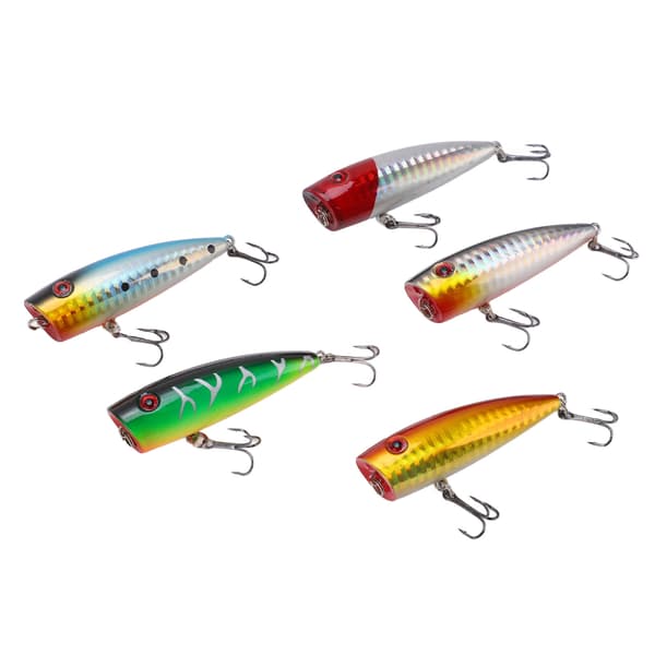 5 stk. hårdt fiskedrag simulering Popper fiskelokkemiddel kompatibel med basfloder søer reservoirer 6,5 cm/9g 5 farver