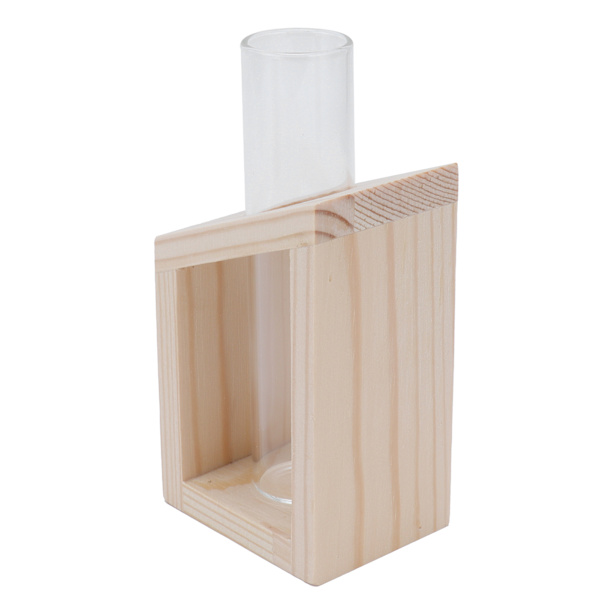 Rörglasvas Hydroponisk glasvas med trästativ Desktop Hydroponisk växtglasbehållare