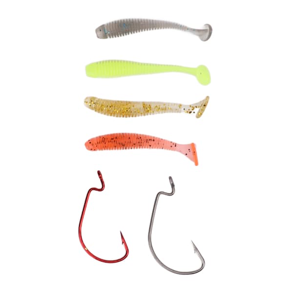 60 stk/æske Bløde Agnsæt til Fiskeri med Rustfrit Stål Krog, Kunstig T-Hales PVC Blød Agnsæt til Basfiskeri 5cm