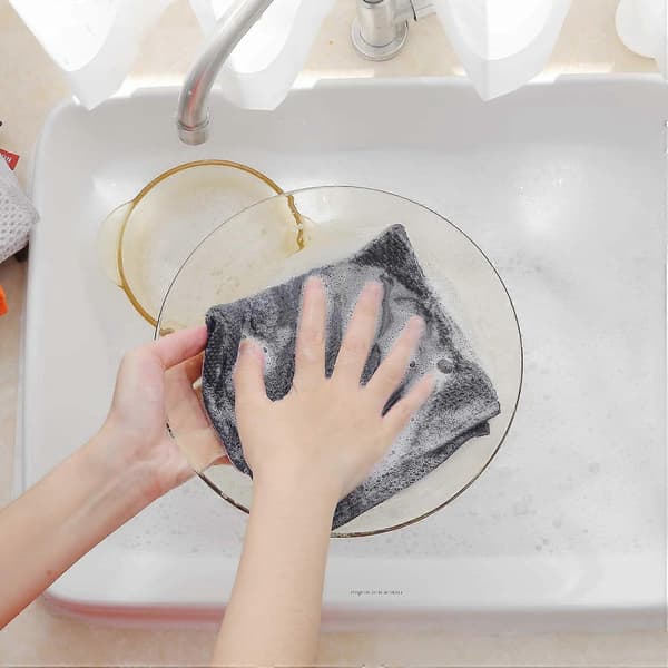 【NX】6-pack 34x34cm waffle weave cotton kitchen towels, quick-drying and absorbent cleaning cloth with hanging loop Light grey