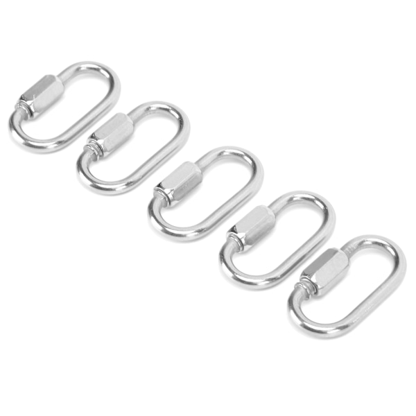 5 kpl Ruostumattomasta teräksestä valmistettuja Heavy Duty D-muotoisia lukittavia karabiinikoukkuja ruuvilla kiipeilyyn (3,5 mm)