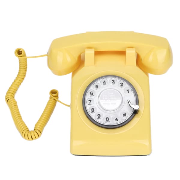 Retro roterende fastnettelefon 60'er gammeldags klassisk roterende skive kablet fastnettelefon Gul