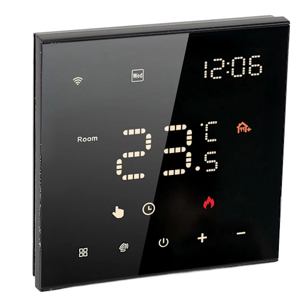 Svart ME82 LED 7 Smart Termostat Berøringsskjerm APP Kontroll Hjemtermostat 100‑250VAC 16A Elektrisk Gulvvarme