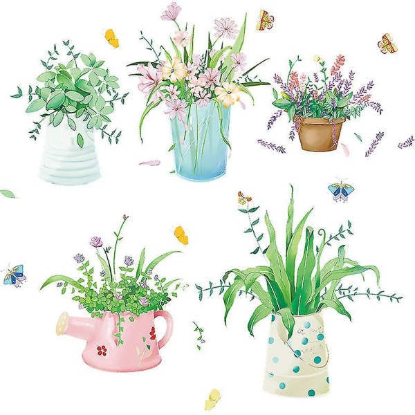Veggklistremerker, kreative potteplanter Friske dekorative veggklistremerker, blomsterpotter veggklistremerker