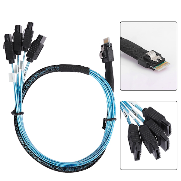 12 Gbps Connecting Line MINI SAS 38p SFF-8654 till 4 x Sata Server Dataöverföringskabel