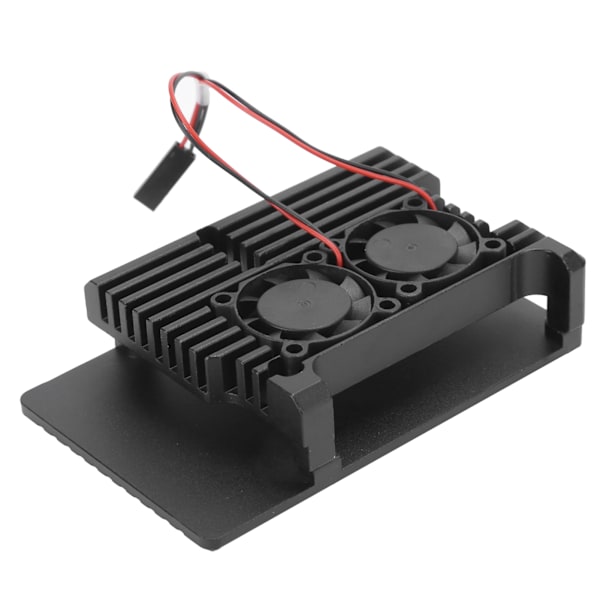 Aluminiumkabinet med dobbelt blæserkøleskal til Raspberry Pi 4B Computertilbehør Dobbelt blæser skal i aluminiumlegering