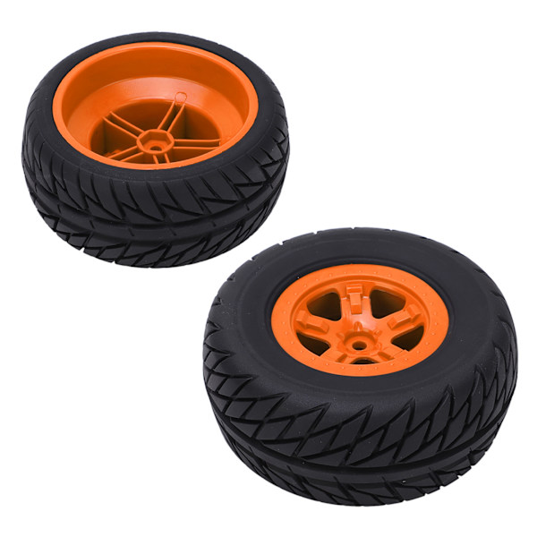 4 stk. RC Bil Gummi Dæk Hjul Fælg Sæt RC Bil Gummi Dæk til 1/10 Short Course Truck Orange