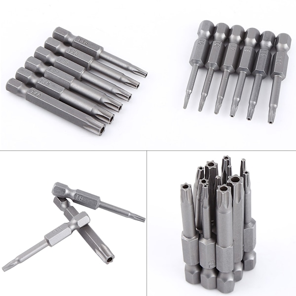 12 kpl 1/4 tuuman varsi 50 mm S2 teräs magneettiset tähtipää ruuvimeisseli Bittisetti T5-T40