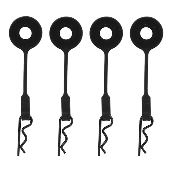 4st RC karossklämmor Pins RC bilskal kaross fasta klämmor Hållare Silikon Metall Universal för 1/10 modell bilsvart