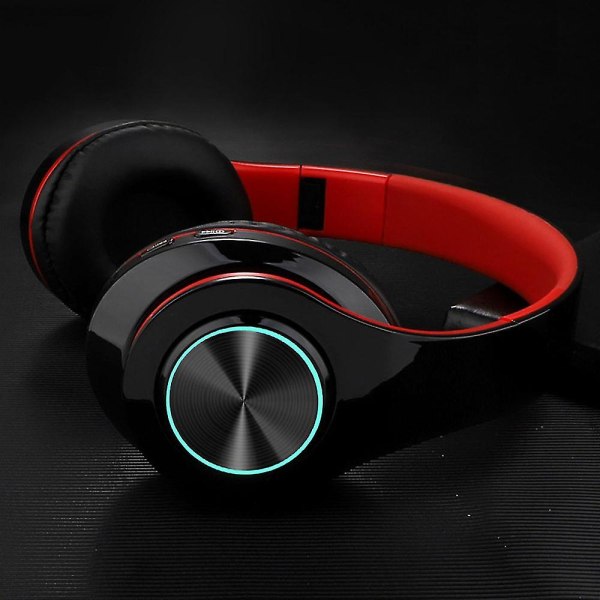 Bluetooth hörlurar Trådlösa hörlurar över örat med mikrofon Black-Red