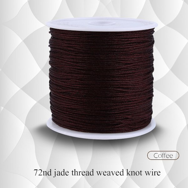 100M x 0,8 mm Nylon Kinesisk Knude Snøre Rattail Makrame Shamballa Trådstreng Kaffe
