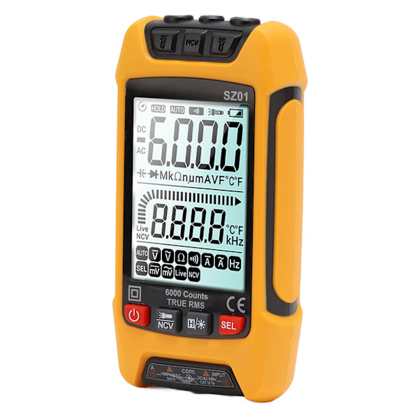 Digitalt multimeter sæt Intelligent stor skærm med høj præcision automatisk brandforebyggelse tester Orange