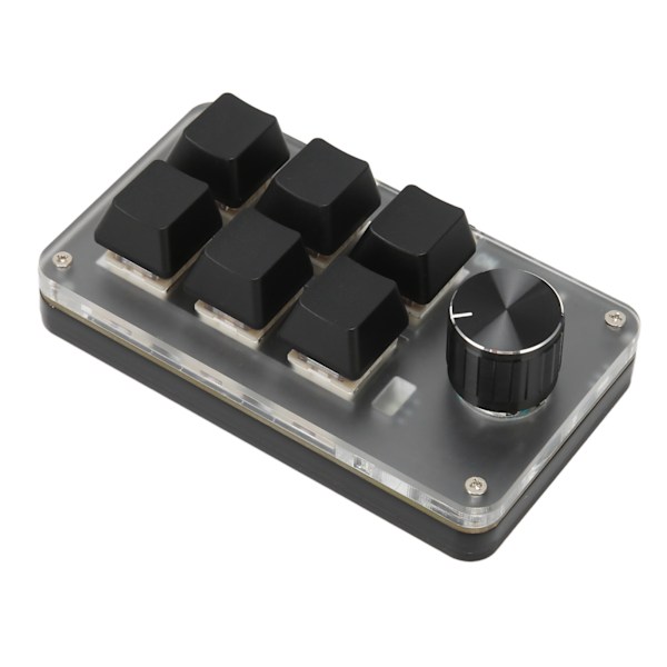 Mini Tangentbord med Knappdesign, Röd Switch, Dubbla Lägen, Plug and Play, Mekaniskt Programmerbart Tangentbord för Spel, Kontor, Media, 6 Tangenter med 1 Knapp