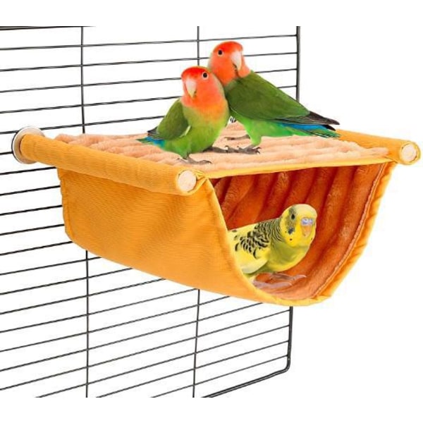 Et gult papegøjebur 8*15cm Aftagelig og vaskbar hængekøje Flerfarvet vindueskarm hængende vugge
