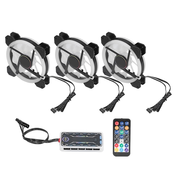 3st RGB Chassifläkt 120mm Supertyst RGB Flera Ljuslägen Stötsäker Design PC Chassifläktar med Kontroller Skruvar