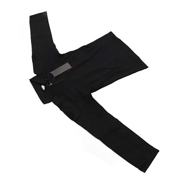 Combattröja med lång ärm, dragkedja, unisex, bomullspolyester, andningsbar med armbågspads, axelficka, stridskläder för cosplay, svart, L