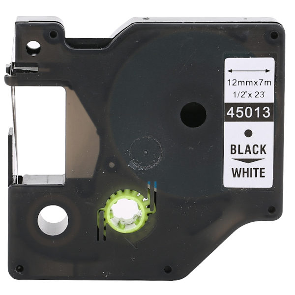 Lamineret etikettejp Etiketmaskine Farvebånd Sort på Hvid 12 mm til DYMO LM-160/280