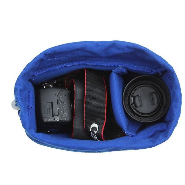 Ny stødsikker Dslr Slr-kamerataske med polstret fløjl-indsatsbeskyttelse Blue
