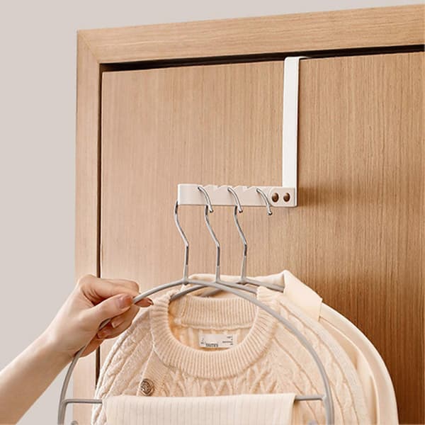 1/2 pcs Door Hanger Drying Rack Storage Hook Strong Load-bearing Foldable Design Easy to Install Laundry Hanging Coat Hanger Hook with 6 Notches 1pc