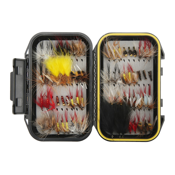 72 stk Fluestangfluer Kit Rustfritt stål Holdbart materiale Levende lyse farger Fluestanglokk for fiske