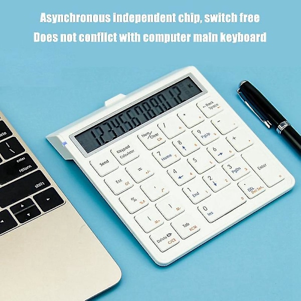 Bluetooth Numerisk Tastatur med Display Kalkulatorfunktion