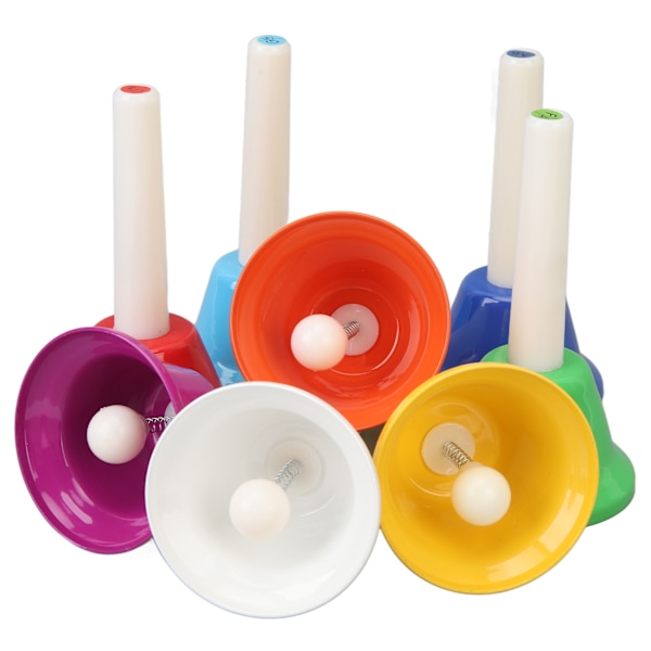 Hand Bell Set färgglada 8 Notes musikaliska legering Handbells för barn Vuxen bröllop