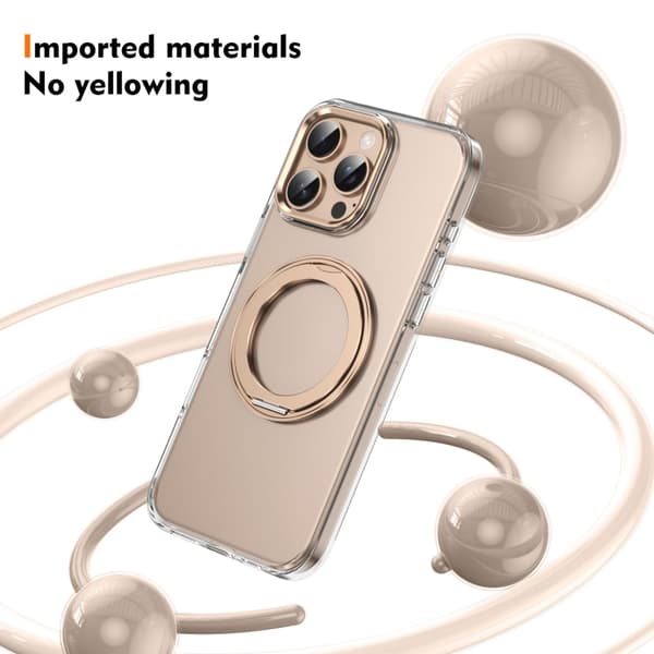 Compatible with iPhone 16 Pro Ice-Cold Rotating Ring Holder PC MagSafe Case Ökenguld