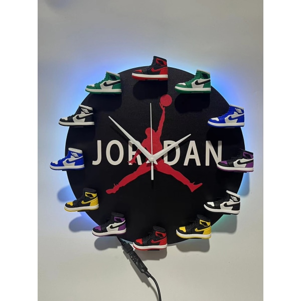 Digitaalinen LED-pöytäkello seinäkello 3D-kenkämalli huoneen/toimiston sisustus, JORDANIA