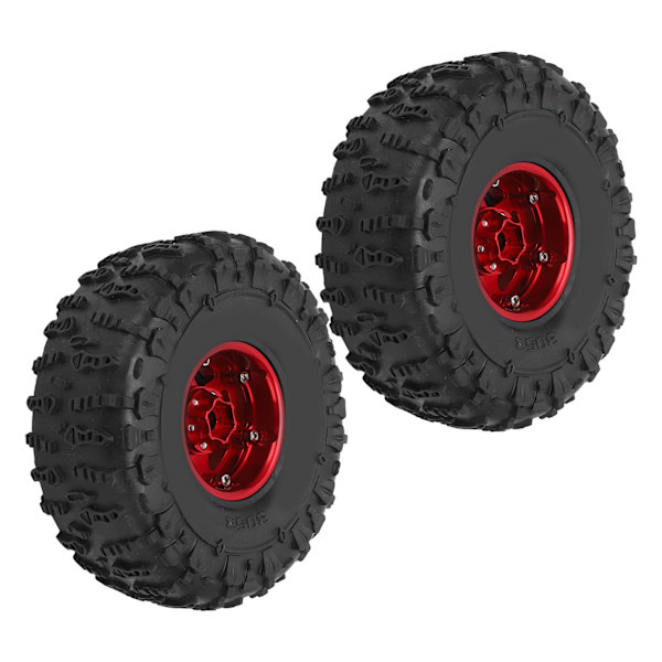 2 stk. 1,9 tommer hjulfælgssæt Metalfælge gummidækssæt til Axial SCX10 1/10 RC Crawler CarRød og Sort