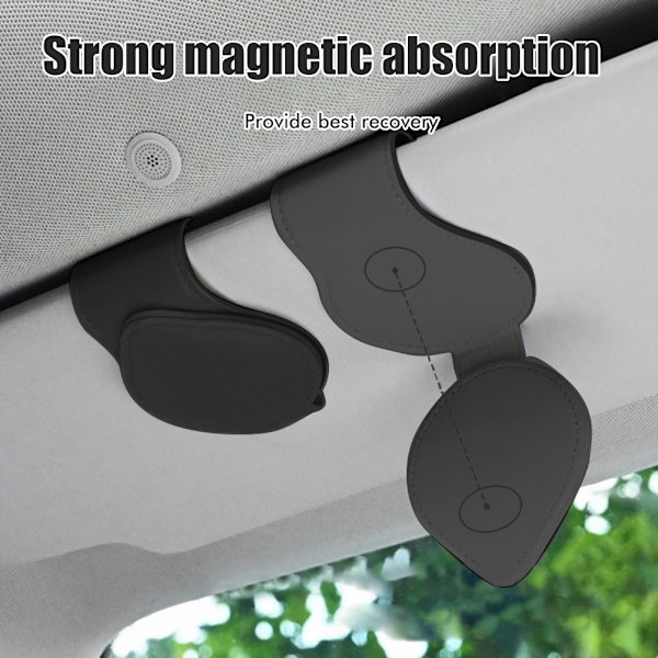 Auton aurinkolasikehys magneettisella PU-nahkaisella autoaurinkolasikehyksellä Monitoiminen visiiriaurinkolasipidike lipputaskulla