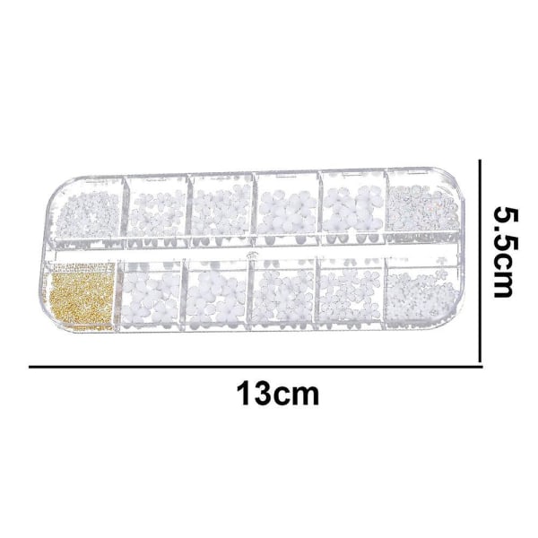 Akrylblomst 3d Nail Charms Blandet størrelse White Flat Resin Flower 3d Nail Art Design