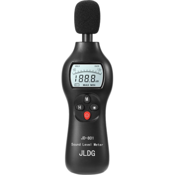 JD-801 tarkkuusdesibelin korkean tarkkuuden digitaalinen melumittari ympäristötesti, pieni 6F22 tarkkuusmelumittari, paristokäyttöinen, mukana akku