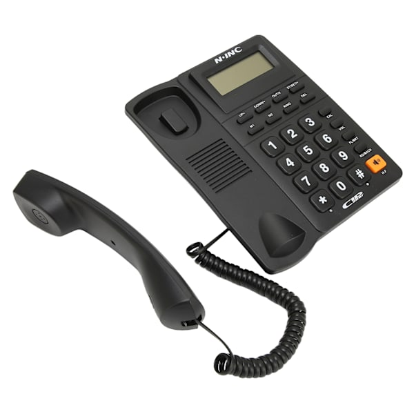 Fast telefon med sladd Multifunktion Nummerpresentation Visning Snabbval Senaste nummer Återuppringning Bordstelefon för hemmakontor Svart