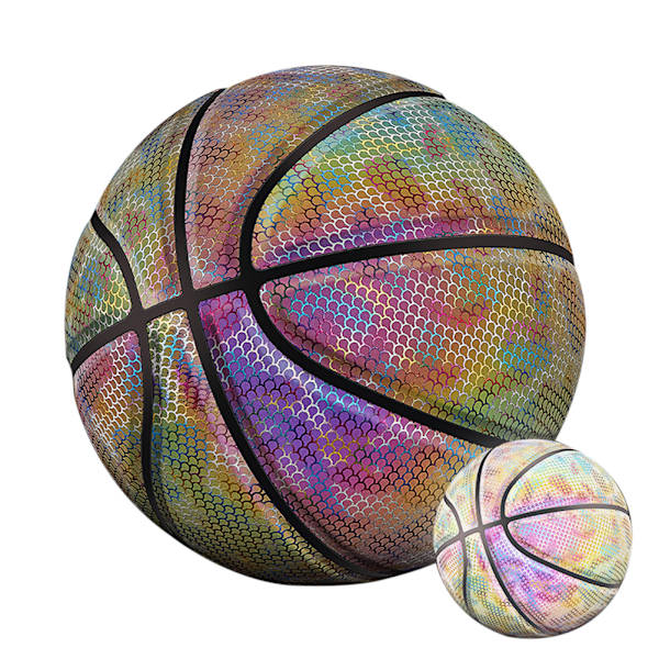 Størrelse 7 Reflekterende Holografisk Basketboll for Nattspill Lys Opp Basketboll I Mørket Basketgaver Lekevarer for Voksne Barn