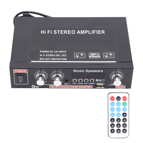 Mini Bluetooth Intelligent Digital Forstærker med Fjernbetjening EU Stik 220V