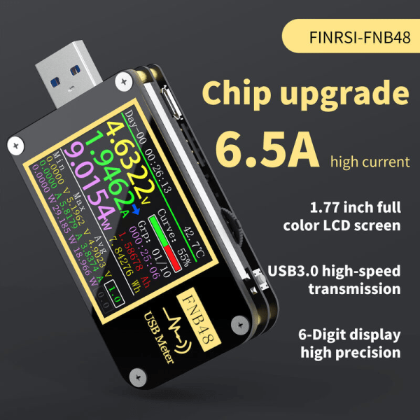 FNB48 Højhastighedskapacitetsdetektor Voltmeter Amperemeter Bærbar LCD-skærm Multifunktionel USB-test，HANBING