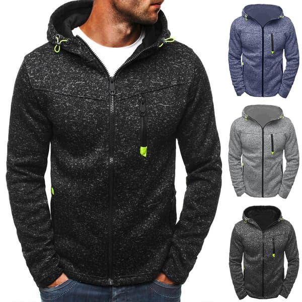 Herrejakke Casual Hættetrøjer Sweatshirt Langærmet Zip Up Coat W Light Grey Light Grey M