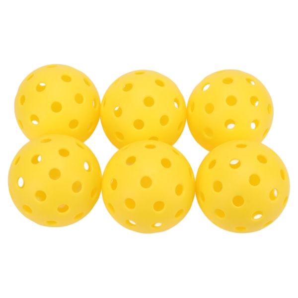6st/set Plast Pickleball Set med hål Ihåliga Gul Standard Utomhusträning Picklball