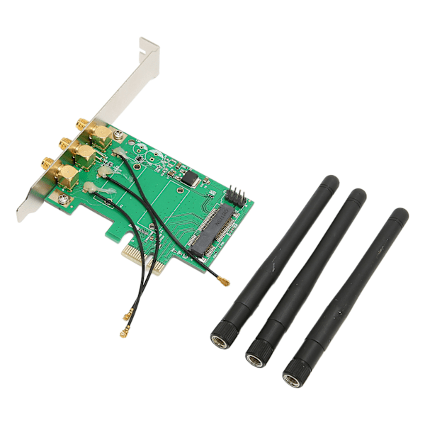 Mini PCIE till PCIE Adapterkort PCIE Nätverkskort Adapter Tre Antenn Nätverks Expansionskort för Stationära Datorer