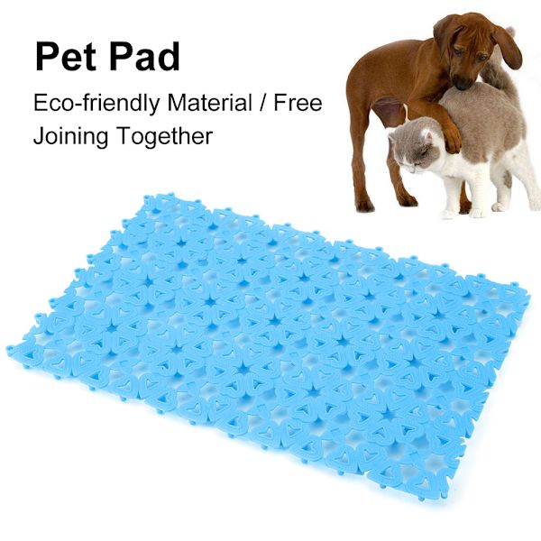 Hundekat Dyr måtte Plastforbundet hullet antislip puder til kæledyrsbur måtte badeværelsesgulv (blå)