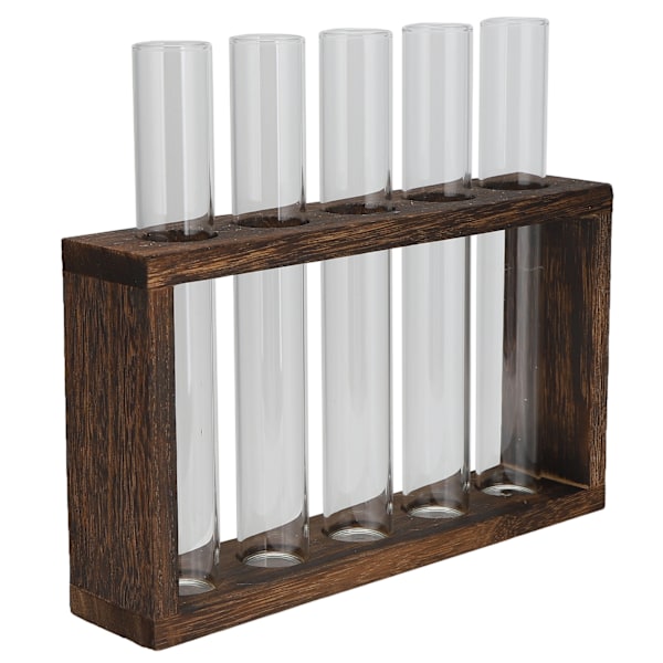 Bordsskiva Glasrör Vas Hög Borosilikat Glas Furu Stomme Retro Tube Växtvas för hydroponiska växter Heminredning5 flaskor