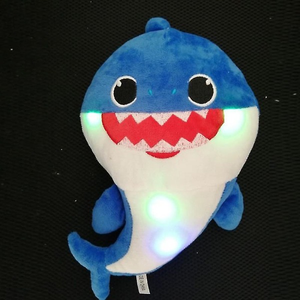 Shark Singing Light Plyschleksaker Musikdocka Engelsk sång Baby Barn leksakspresent Blue