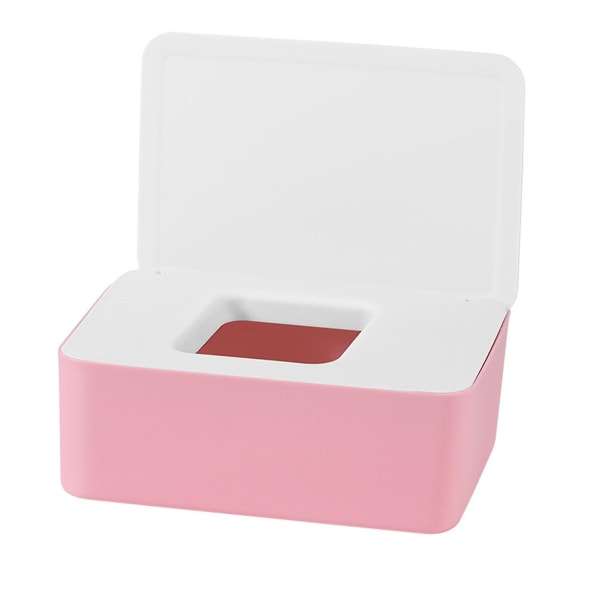 Vævsboks med låg Babyservietter Dispenserpose til serviet vådservietter opbevaringsboks til hjemmebil White Pink
