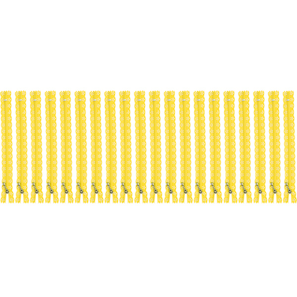 20st 20CM DIY Nylon Spets Dragkedjor Spole Blomma Dragkedja för sömnad Bröllopsklänning Hantverk Gul
