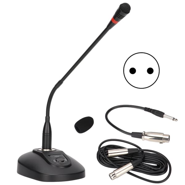 Gooseneck kablet mikrofon justerbar skrivebordsmikrofon med XLR til 6,35 mm kabel til konferenceudsendelse 100‑240VEU stik
