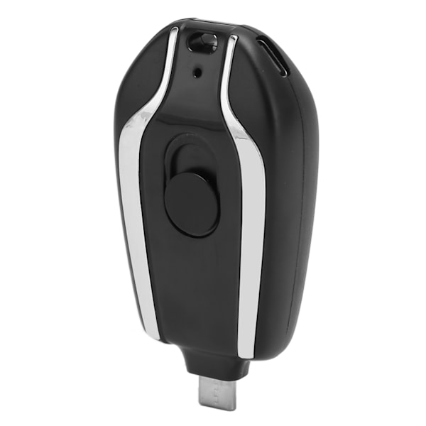 Nyckelring Bärbar Laddare Snabbladdning 1500mAh för Andriod USB C Mini Emergency Power Bank för mobiltelefoner Svart