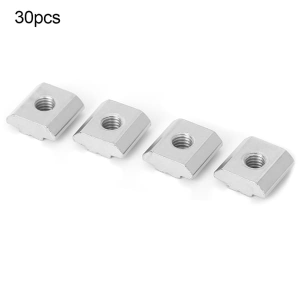 30 stk 30-serien T-spormuttersett Aluminiumprofilgjengede T glidemutterblokkfester (M6)