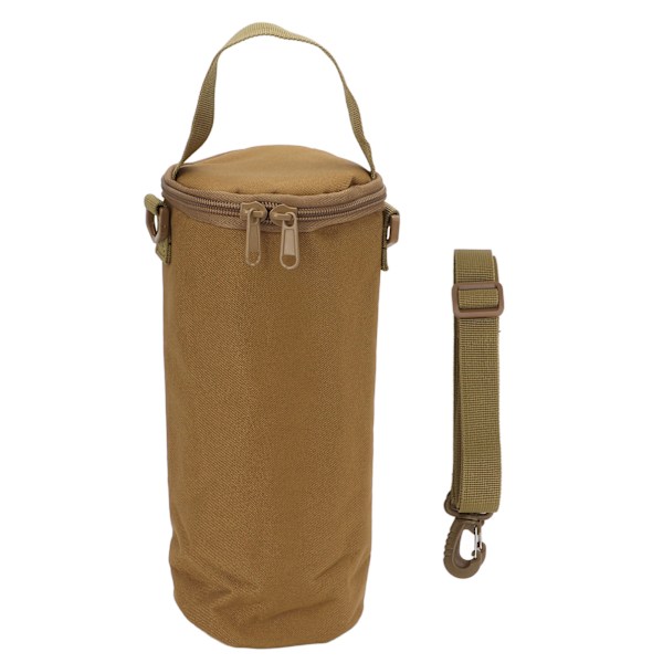 Camping Oppbevaringspose Dobbel Glidelås Håndtak Design Oppbevaringspose med Skulderstropp for Gassbeholdere Campinglys Tan