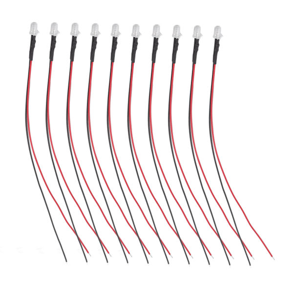 10 stk lysdioder 5 mm forkoblede elektroniske LED-lysdioder for dekorasjon 5‑12V hvitt lys