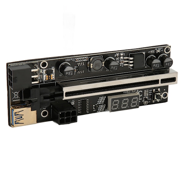 PCIe Riser Adapter Card 1X till 16X Dual 6Pin Temp Sensor USB3.0 Power Cord Mining Riser Card för grafikförlängning